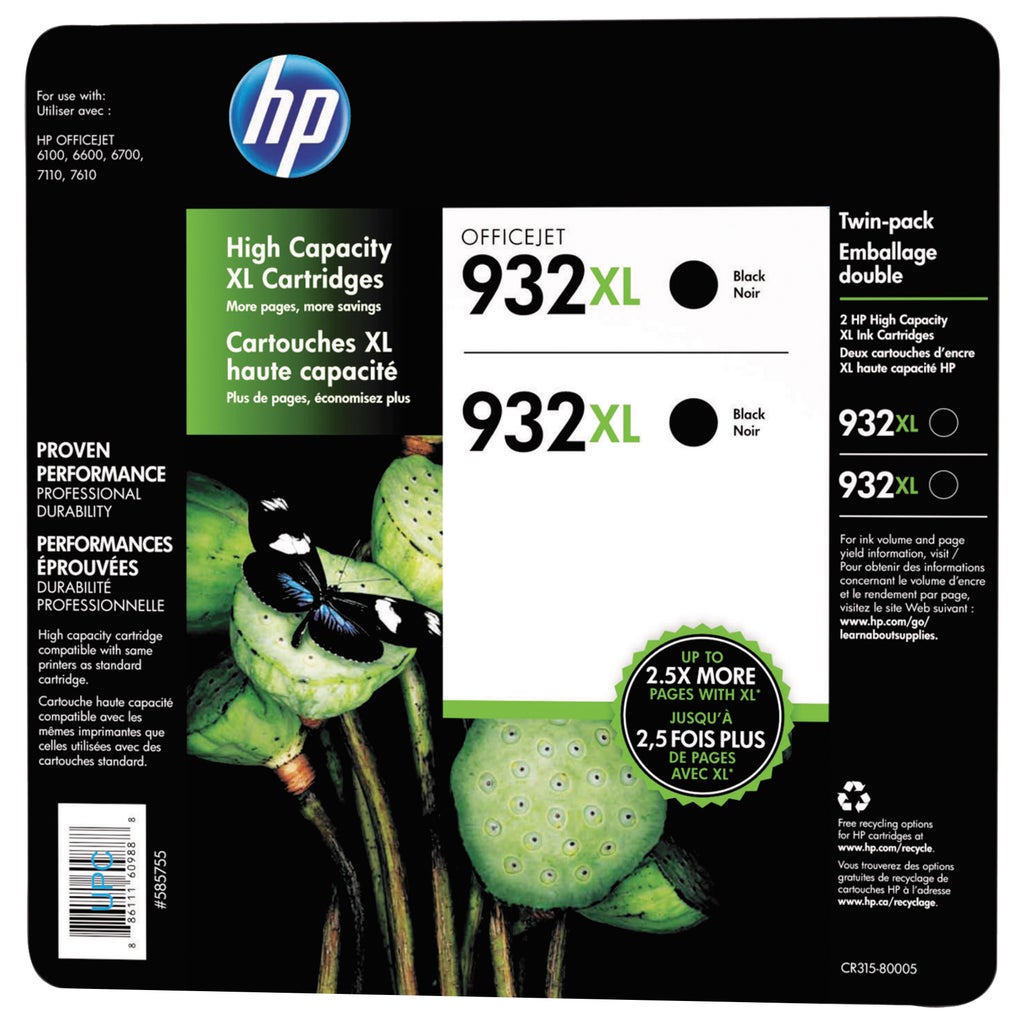 HP 932XL High Yield Ink Cartridge, Black, 2-Count | Costco