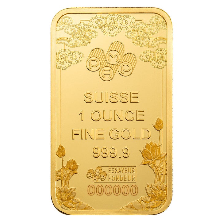 1 oz Gold Bar PAMP Suisse Good Luck Yellow Dragon (New in Assay