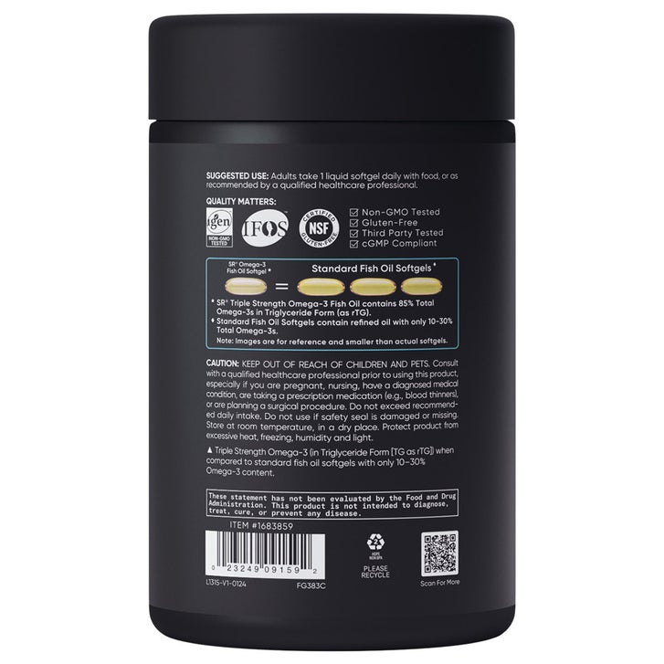 Sports Research Triple Strength Omega-3 Fish Oil, 150 Fish