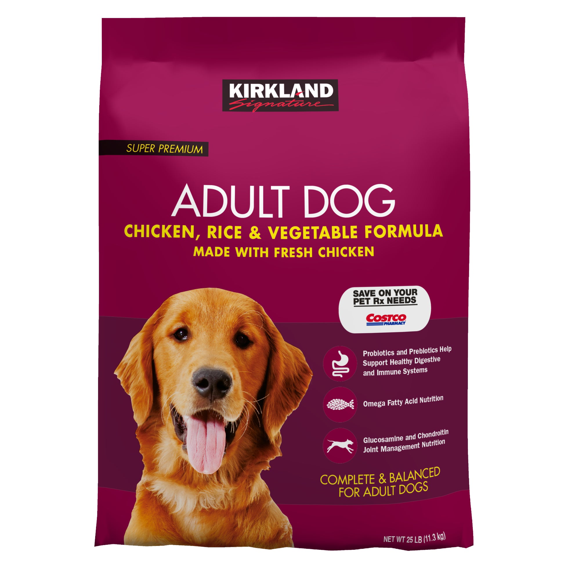 Kirkland Signature Adult Formula Chicken, Rice and Vegetable Dog Food, 25 lbs