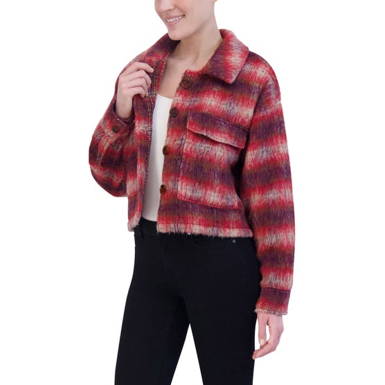 Vigoss Ladies' Brushed Plaid Crop Jacket | Costco