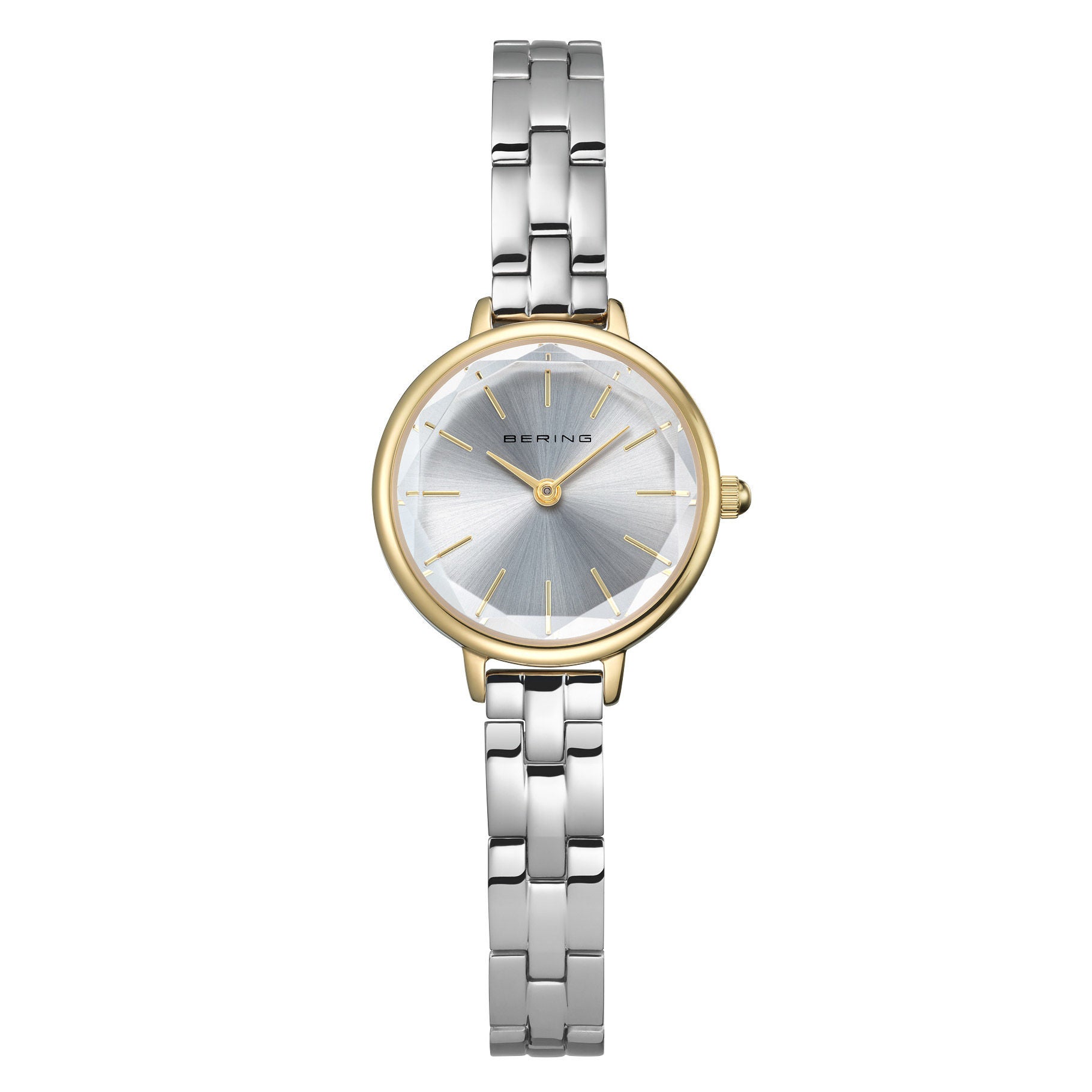 Bering Faceted Crystal Two Tone Stainless Steel Women's Quartz Watch, 24mm