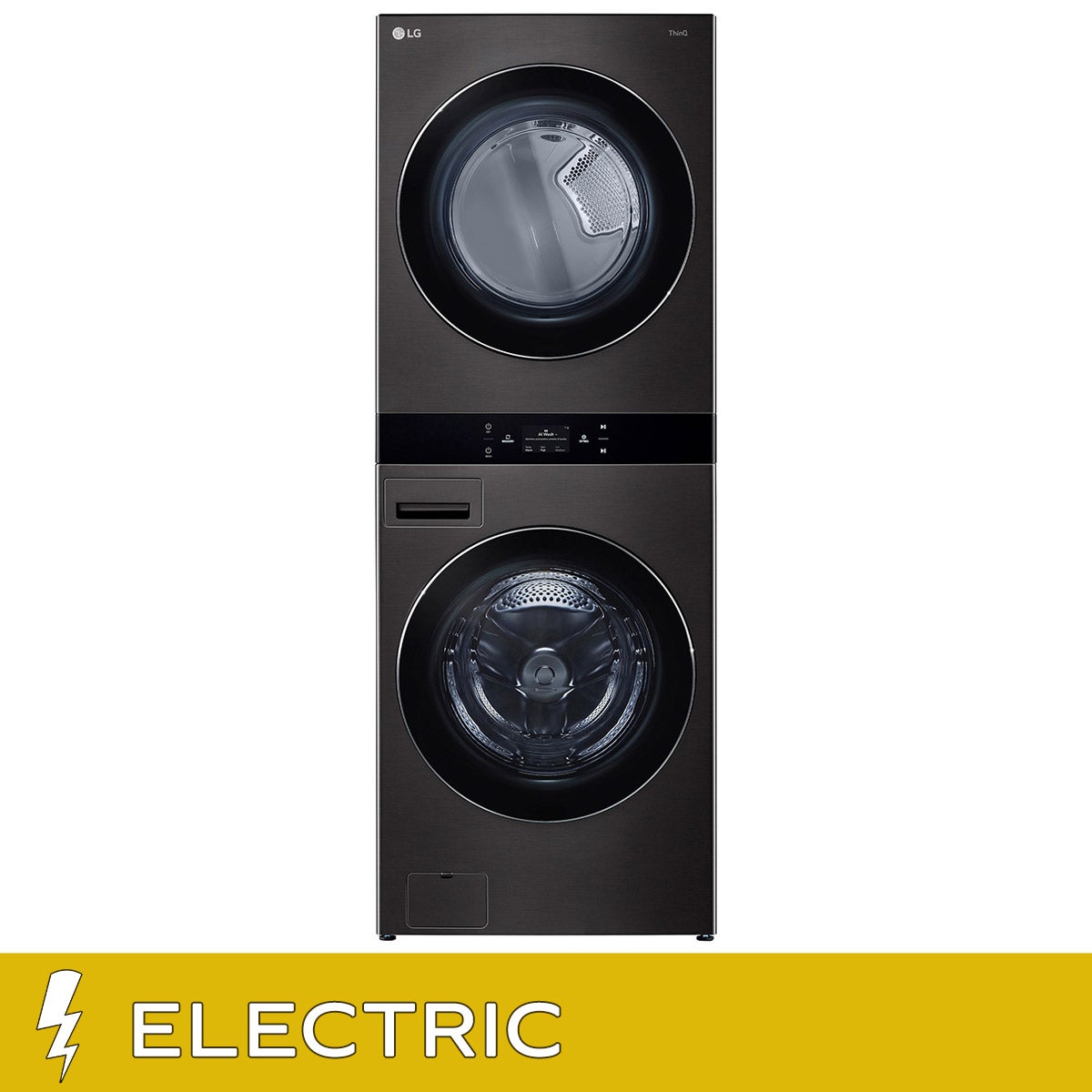 LG WashTower Smart Laundry Center with Center Control 5.0 cu. ft Washer and 7.4 cu. ft. ELECTRIC Dryer with TurboSteam in Black Steel