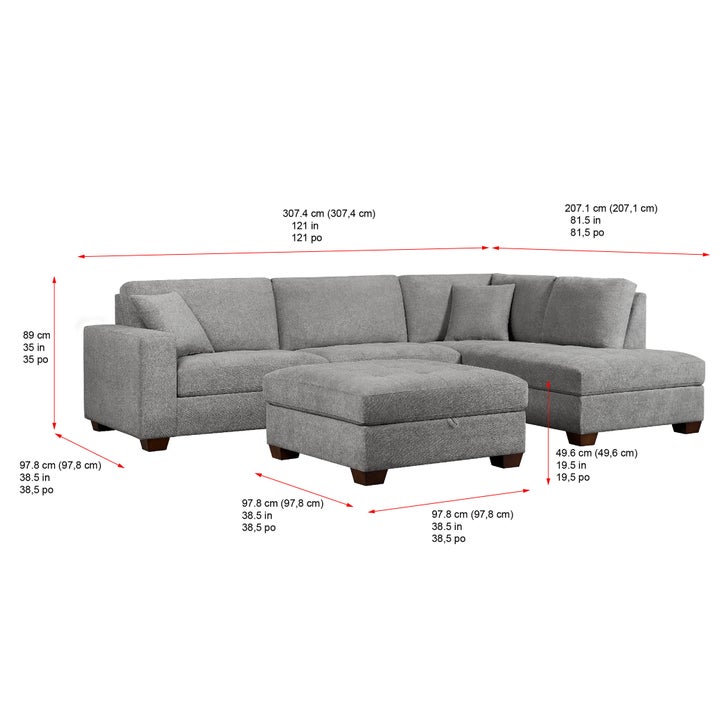 Thomasville Miles Fabric Sectional with Storage Ottoman | Costco Thomasville Miles Fabric Sectional with Storage Ottoman | Costco