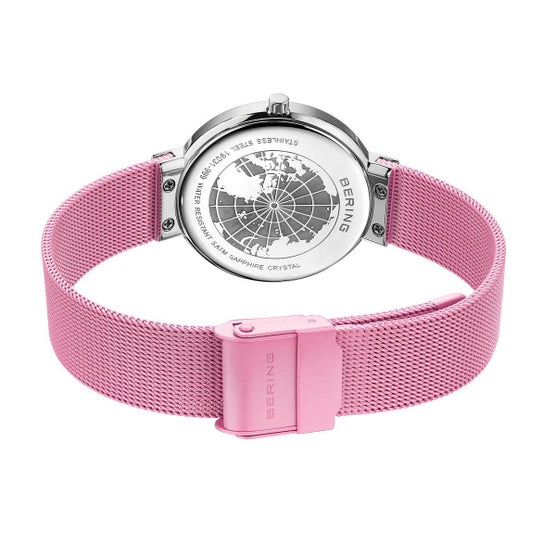 ×size? CITY SERIES MALMO ピンク 30.0 Bering Women's Classic Stainless Steel Pink Dial Milanese Mesh