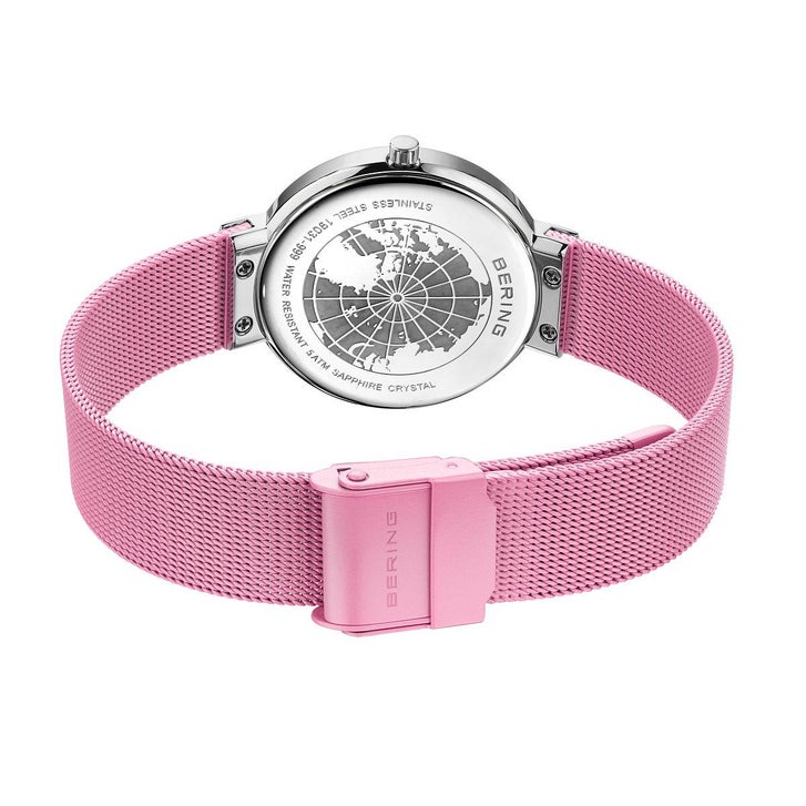 Bering Women's Classic Stainless Steel Pink Dial Milanese Mesh