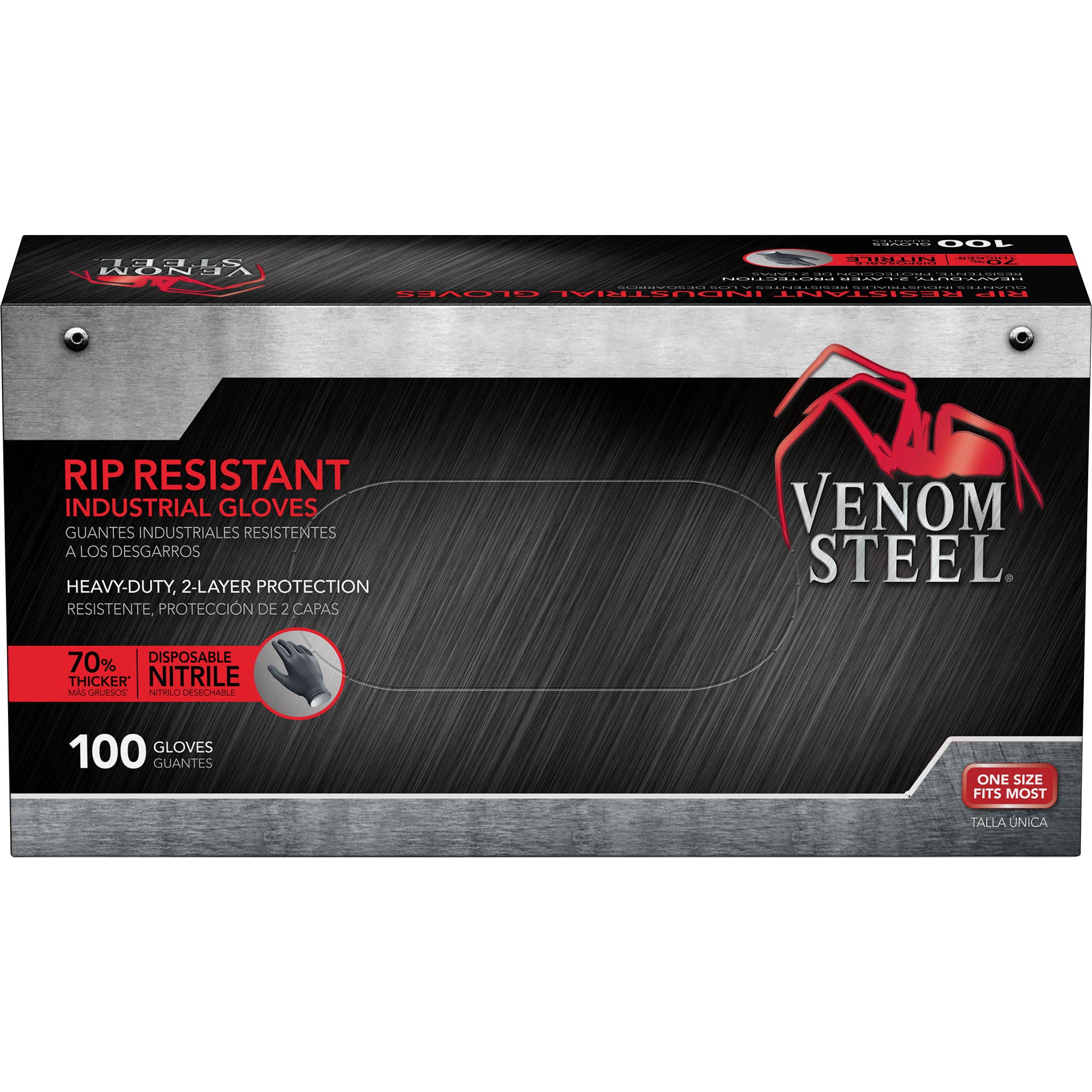 Medline Venom Steel Industrial Nitrile Gloves, One Size, 100 ct