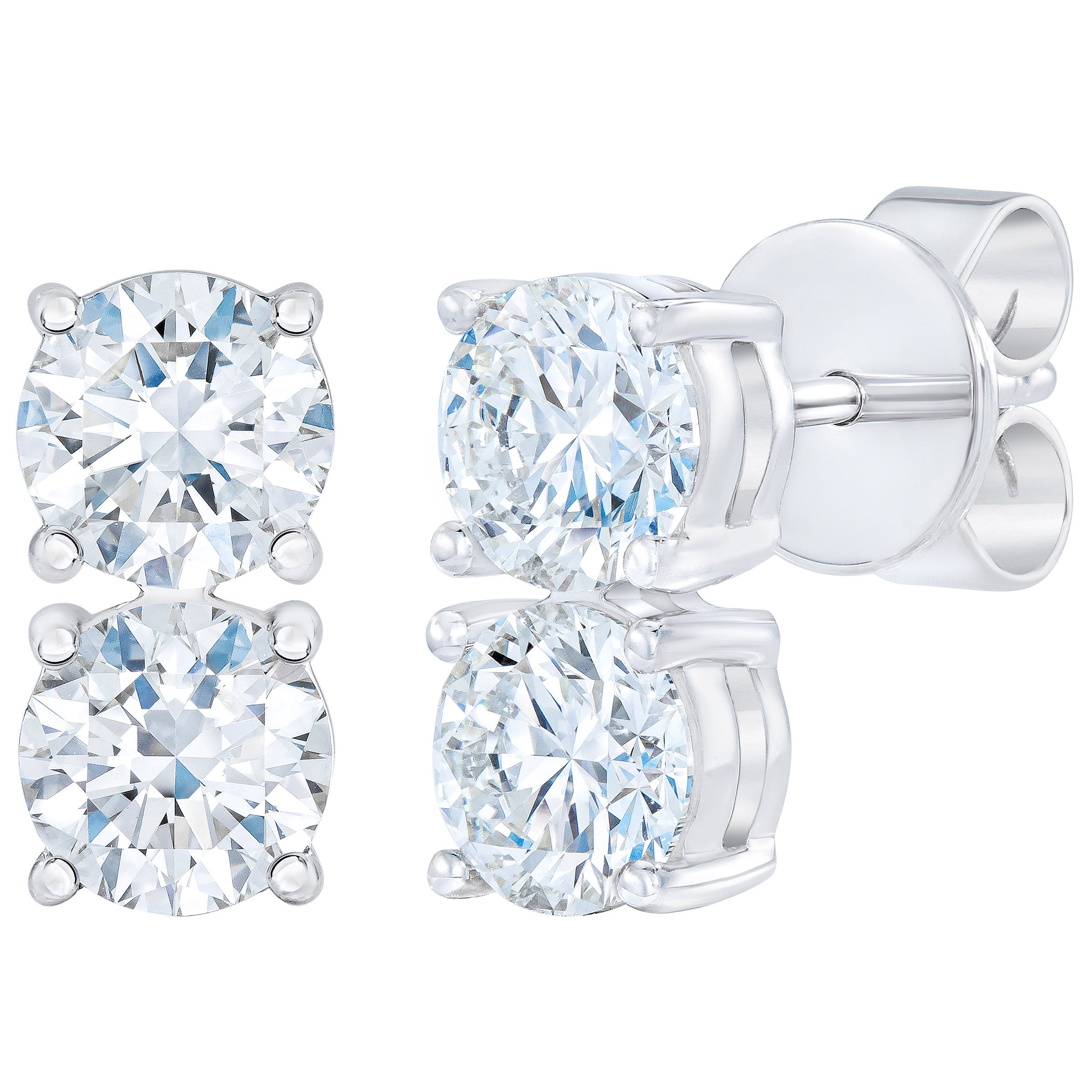 Round Brilliant 2.00 ctw, Color Diamond 14kt White Gold Stud Earrings