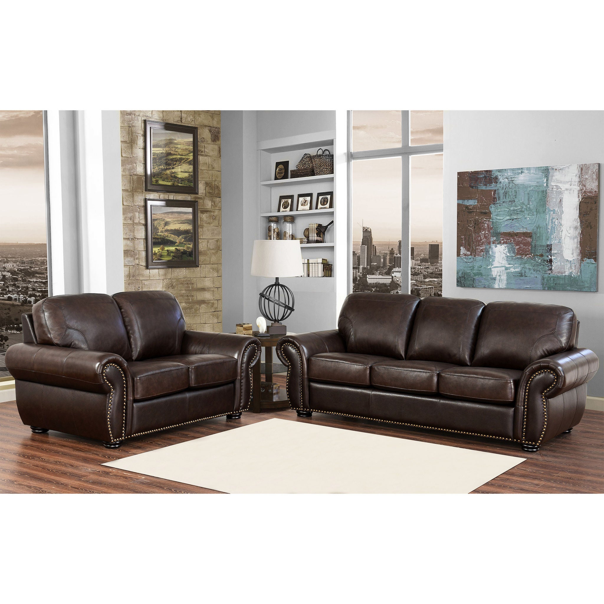 Breckenridge 2-piece Top Grain Leather Living Room Set | Costco