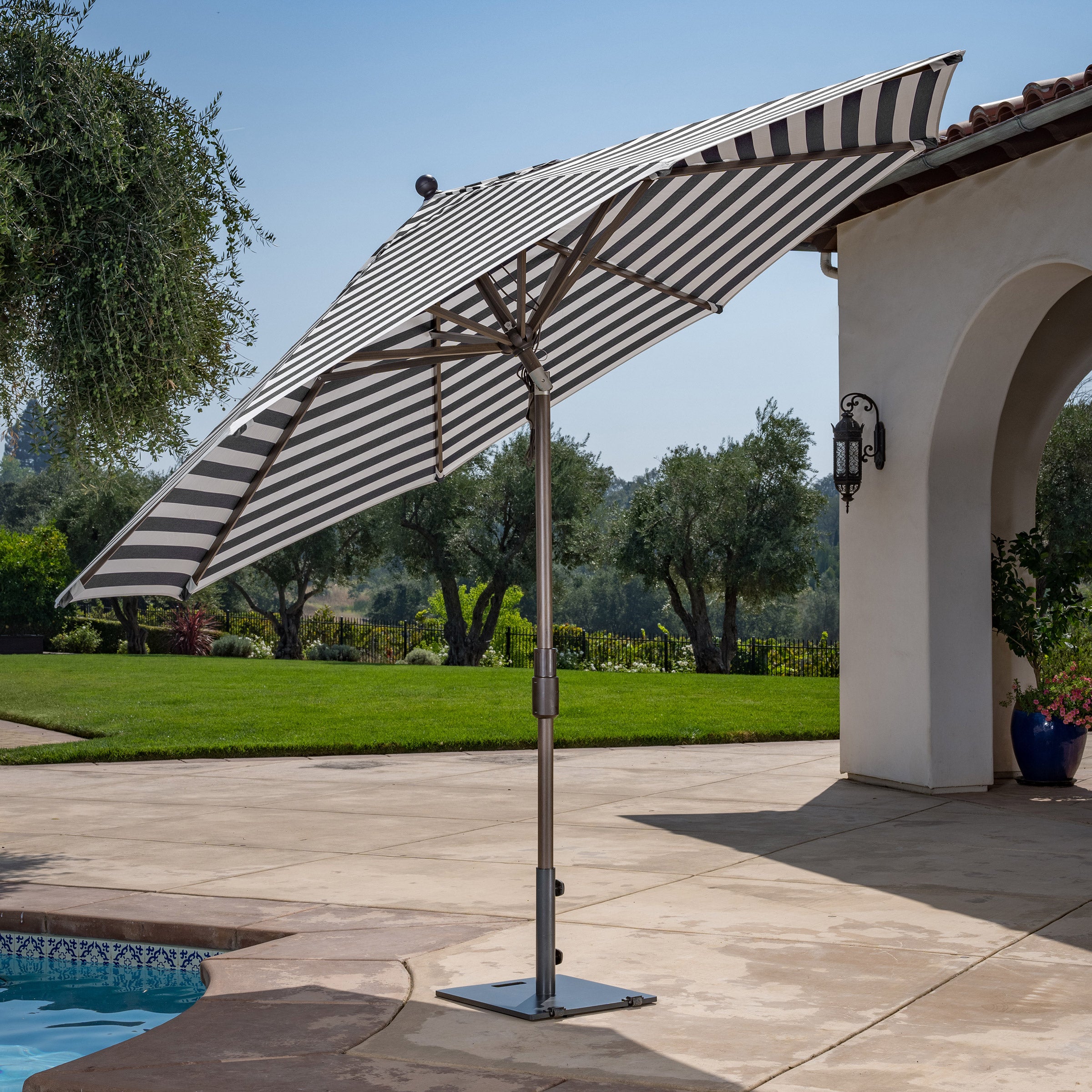 black and white patio umbrella with base 10ft 3-Tier Market Pole, Push Button Tilt, Crank – Best Choice Products Pure Garden 10-Foot Tilting 1.5 x 37.4 Assembly mens accessories Size:WS