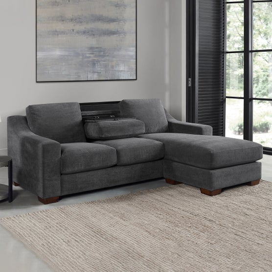 コストコ　ソファ Kent 2-piece Fabric Sofa Chaise with Dropdown Table | Costco
