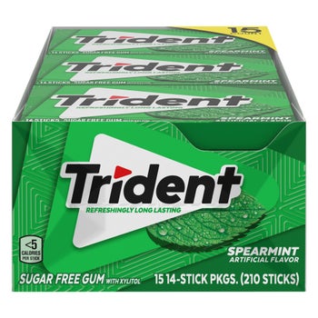 Trident Sugar Free Gum, Spearmint, 14-count, 15-pack | Costco