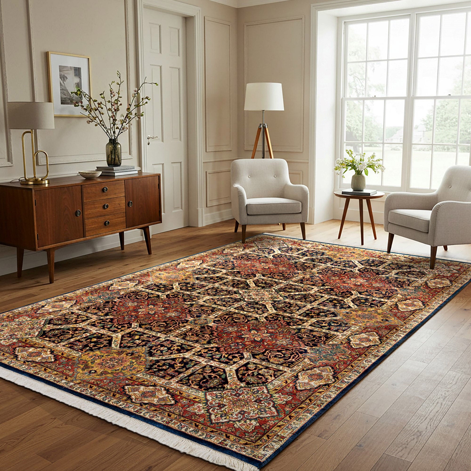 Montacute Hand Knotted Rug Collection, Kirman Dark Blue | Costco