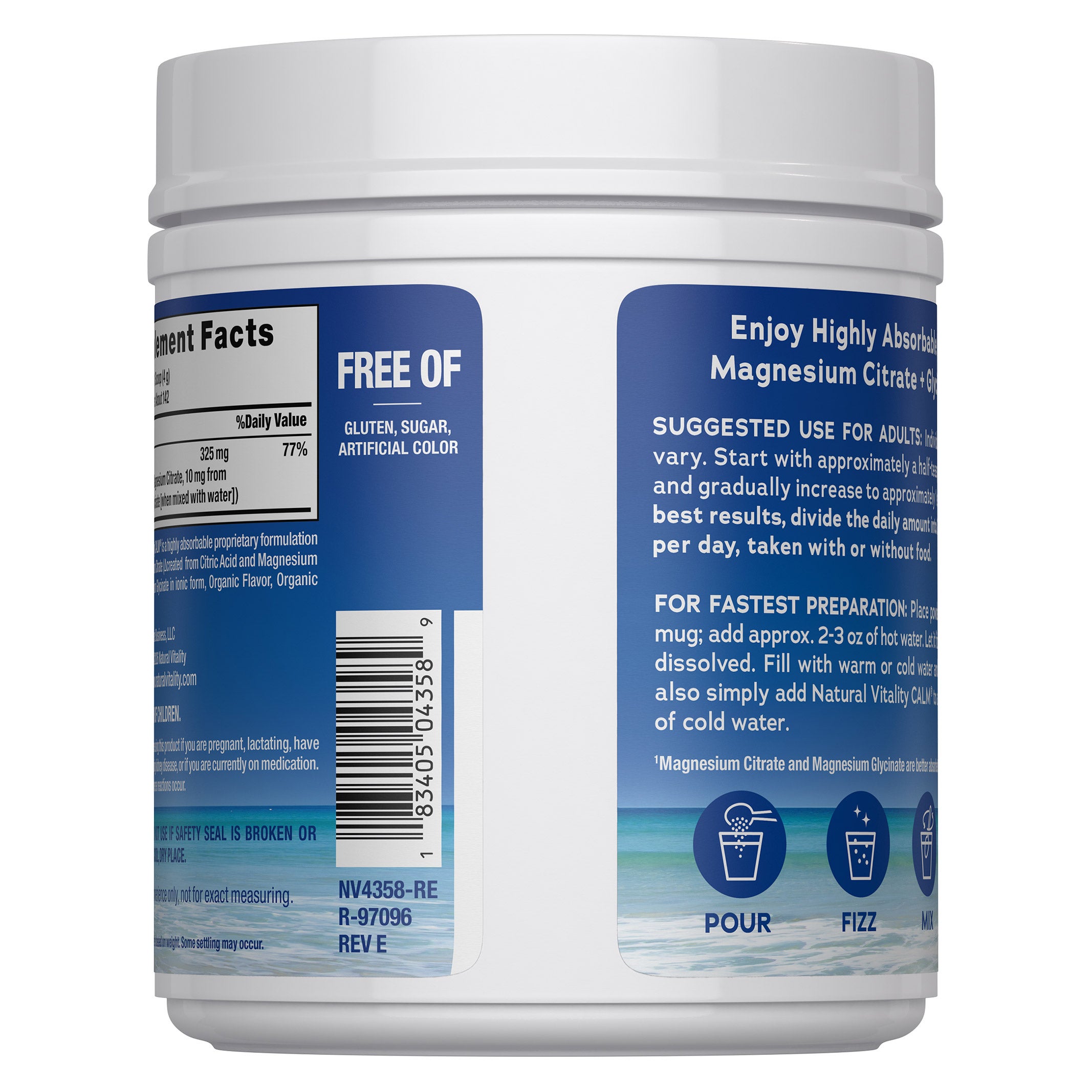 Natural Vitality Calm Magnesium Citrate + Glycinate Powder, 20