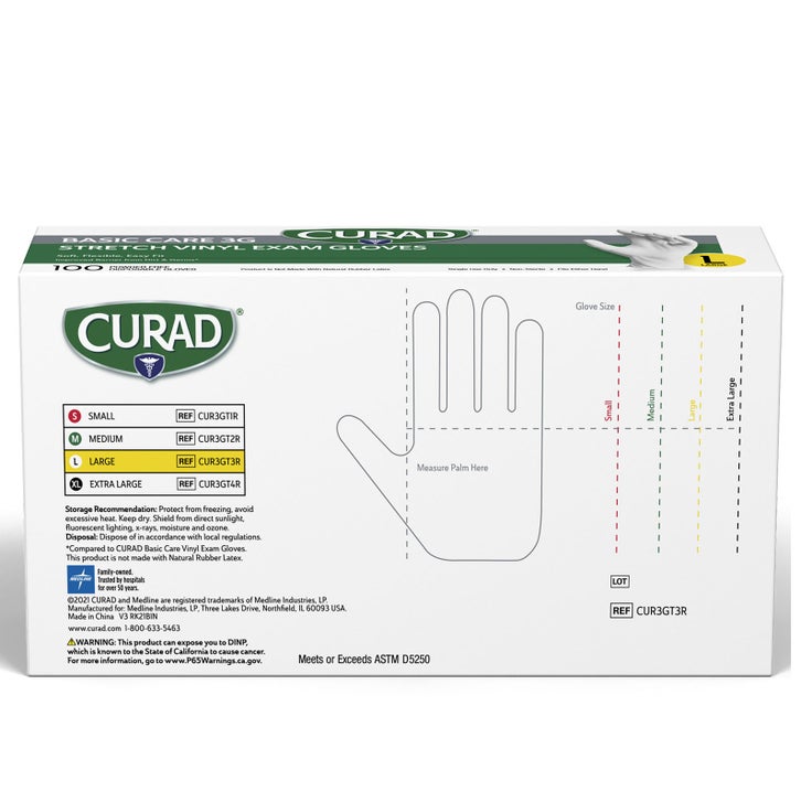 Curad Basic Care 3G Vinyl Exam Gloves, Large, 300 ct | Costco