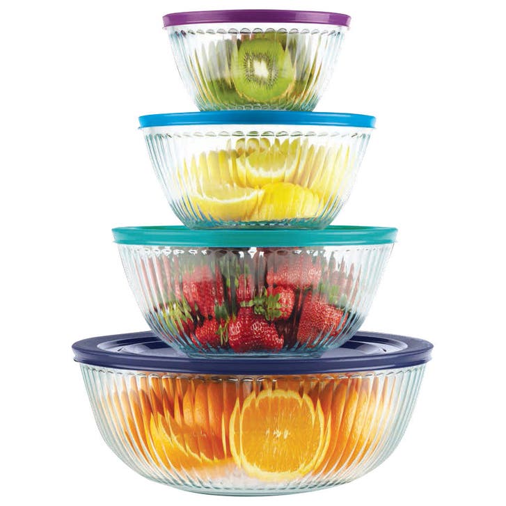 Pyrex 8-piece Sculpted Glass Mixing Bowl Set | Costco