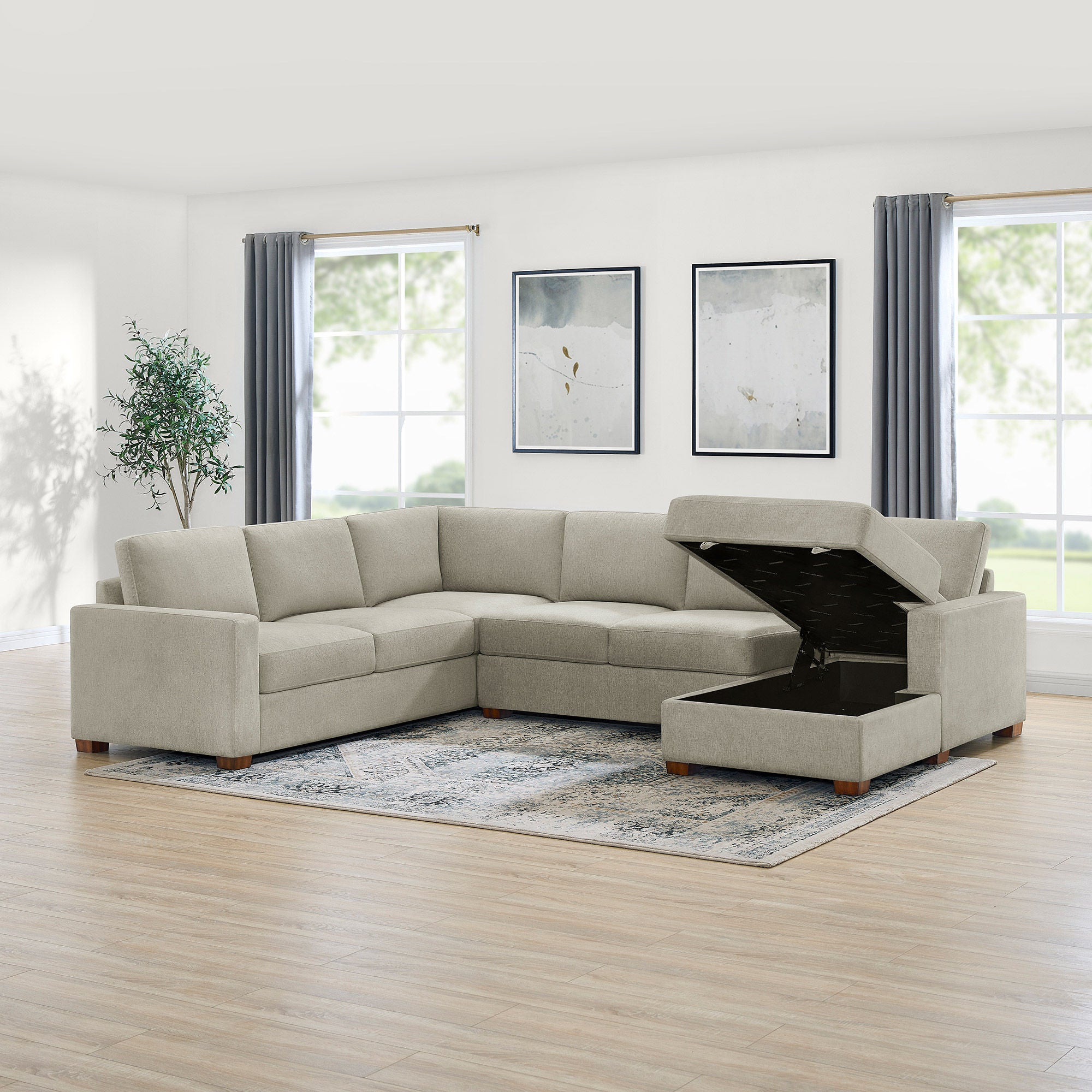 Thomasville Glenn Fabric Sectional with Storage Chaise | Costco