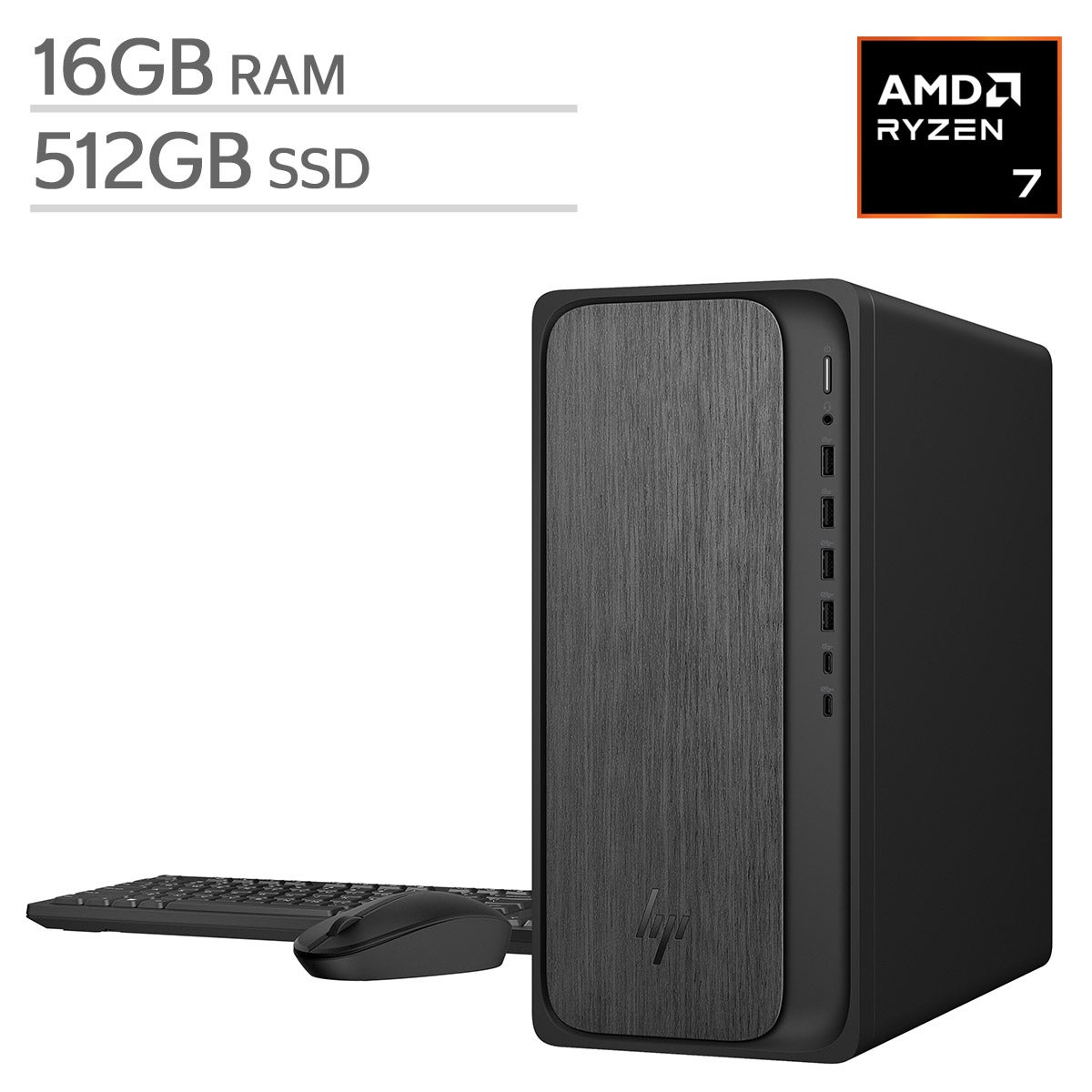 HP OmniDesk Desktop PC Tower - AMD Ryzen 7 Processor - Integrated