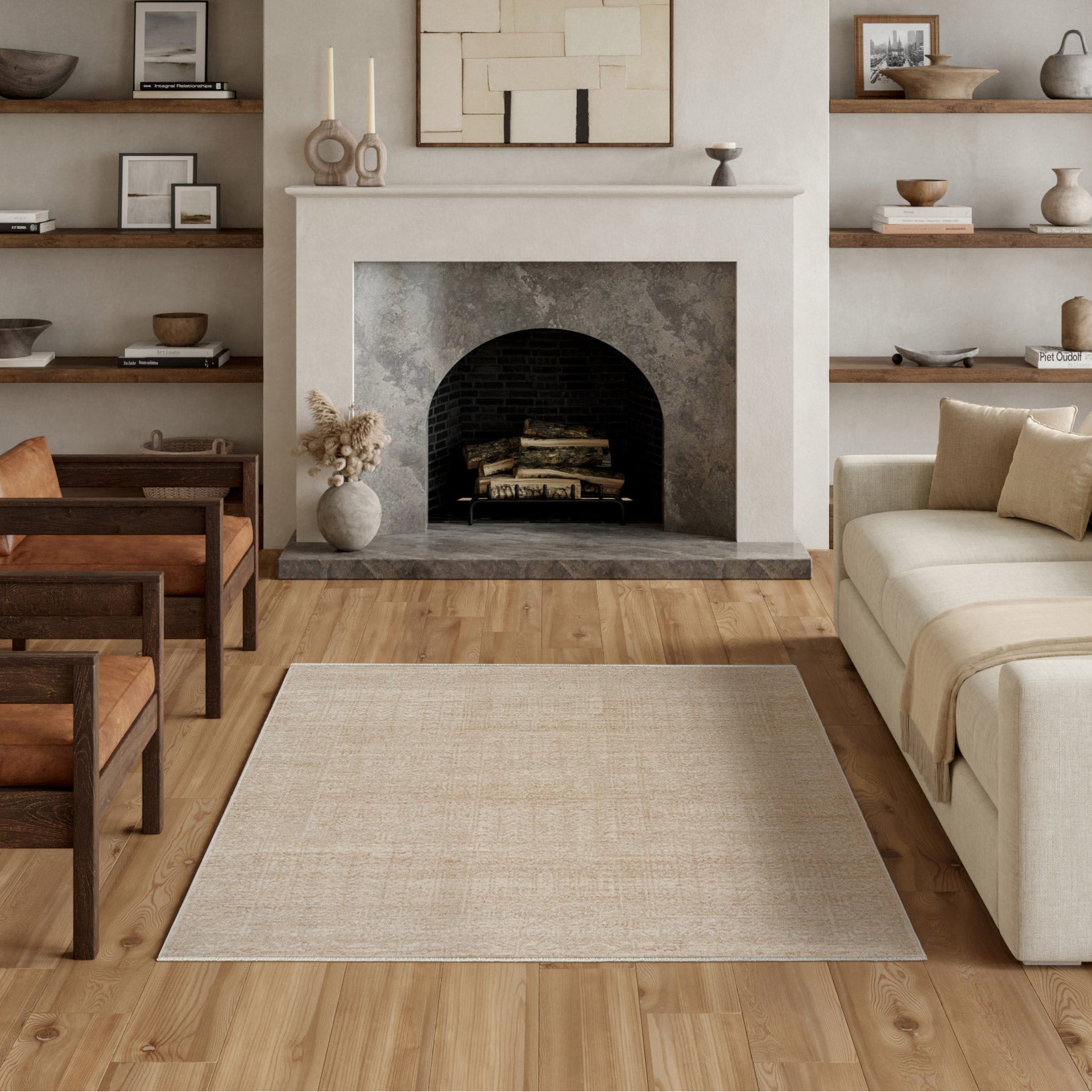 Nourison Pure Home Area Rug, Linen, 5’3” x 7’