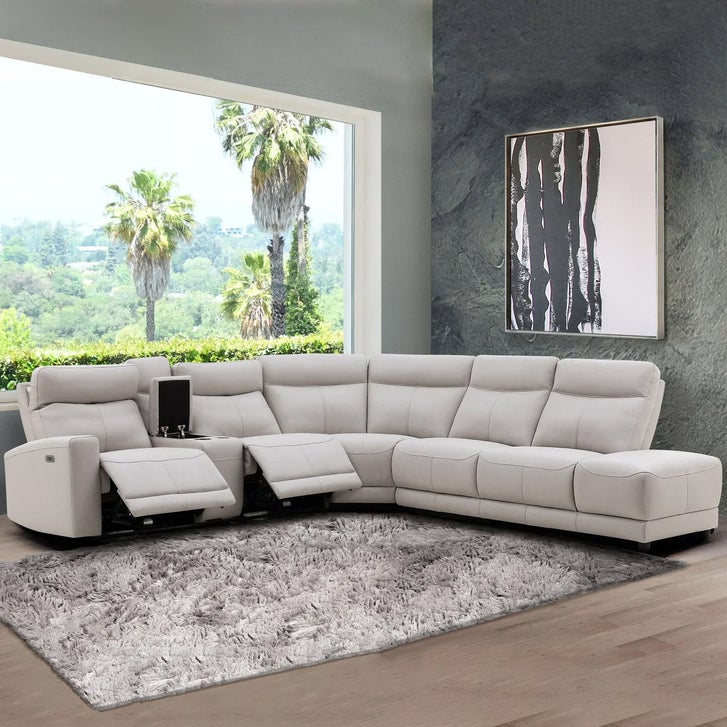 Kimmel Leather Power Reclining Sectional with Power Headrests | Costco
