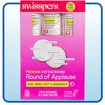 Swisspers Premium Hypoallergenic Cotton Rounds, 900-Count