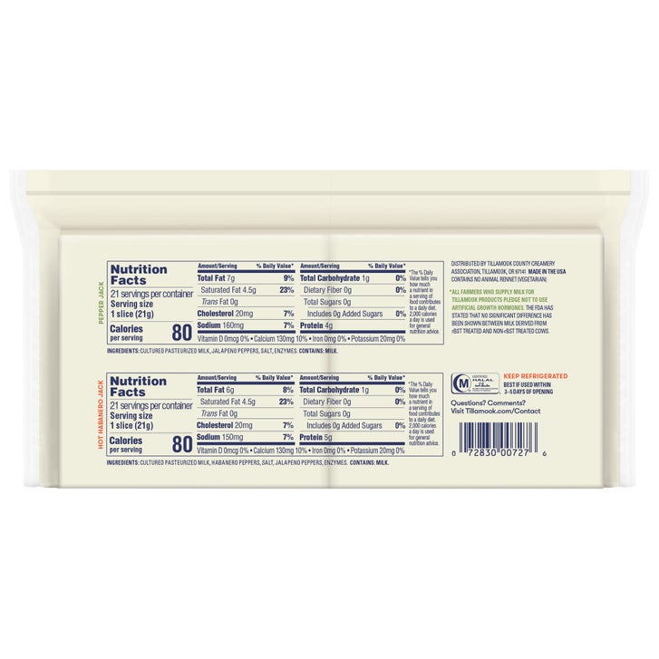 Tillamook Pepper Jack and Hot Habanero Jack Cheese, 42 slices, 2