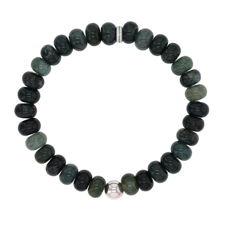 Sheryl Lowe Moss Agate 8mm Beaded Bracelet with Smooth Round