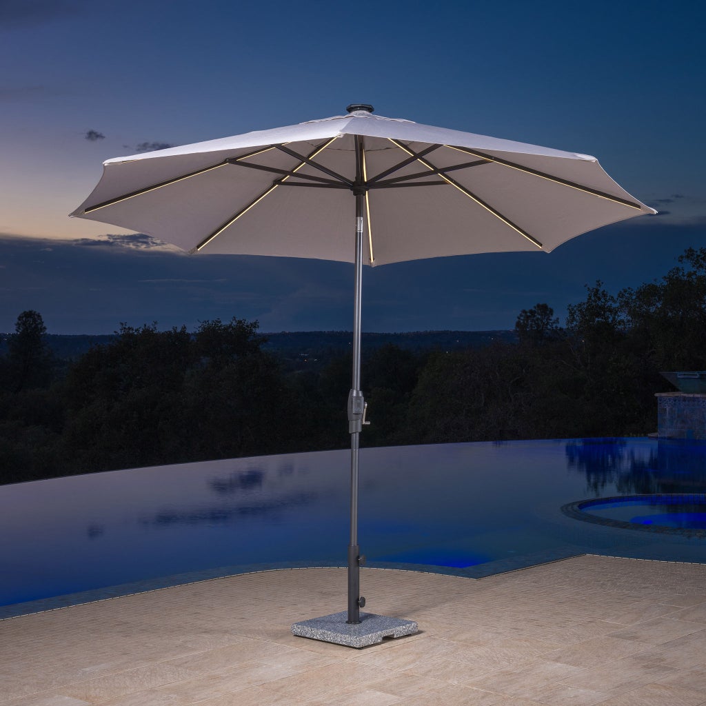 astonica patio umbrella solad 9 Ft. Solar 48 Solar LED Lights Backyard Expressions 9ft Solar Patio