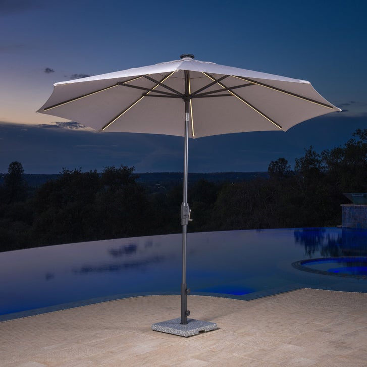Sunvilla 10' Round Solar LED Market Umbrella | Costco