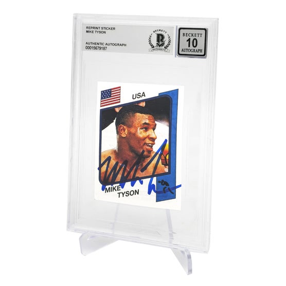 Mike Tyson Autographed 1986 Panini Supersport Reprint Rookie Retro