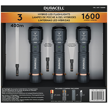 Duracell 1600 Lumens Hybrid Power Flashlights
