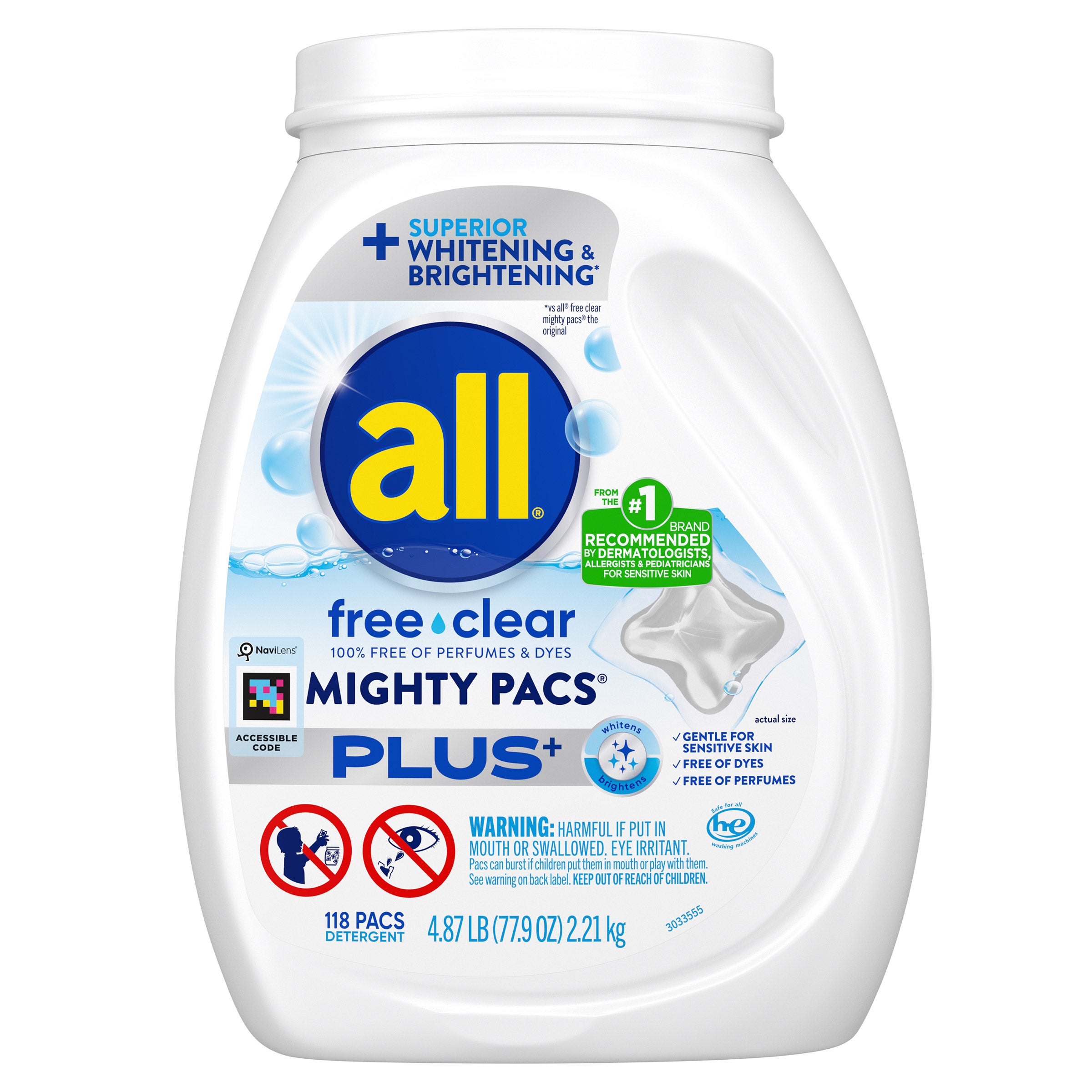 All Free & Clear Plus+ Laundry Detergent Mighty Pacs, 118-count