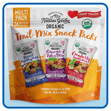 Nature's Garden Organic Trail Mix Snack Packs, Variety Pack, 1.2 oz, 24-Count