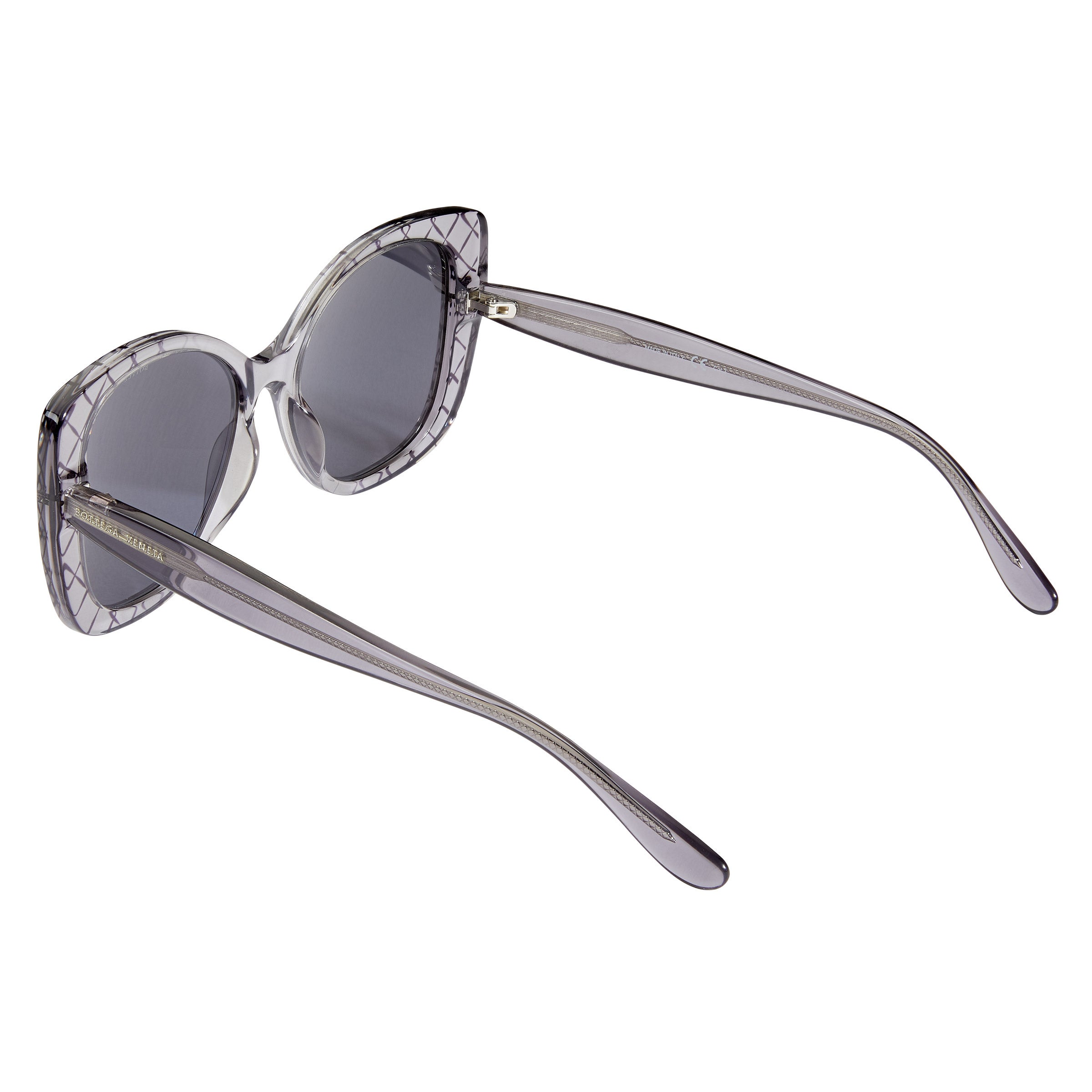 Bottega Veneta Translucent Gray Lattice Cat-Eye Sunglasses Bottega Veneta Square Sunglasses - Grey – Kith Europe main image 3
