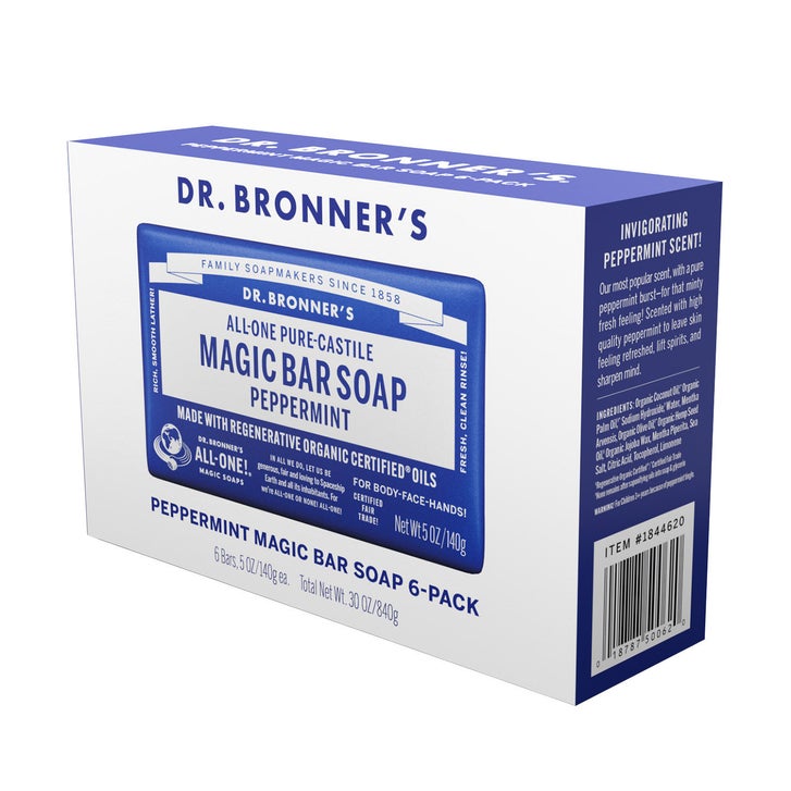 Dr Bronner's Pure Castille Peppermint Bar Soap, 6-pack | Costco