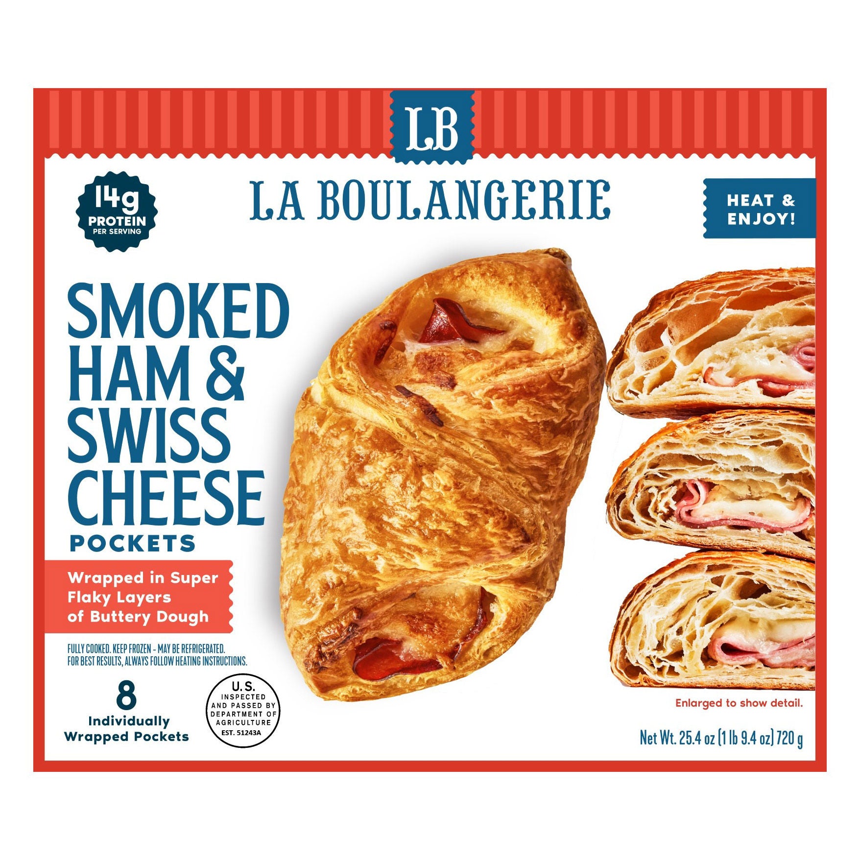 LA BOULANGERIE HAM & SWISS POCKET 8 COUNT 27.6 OUNCES