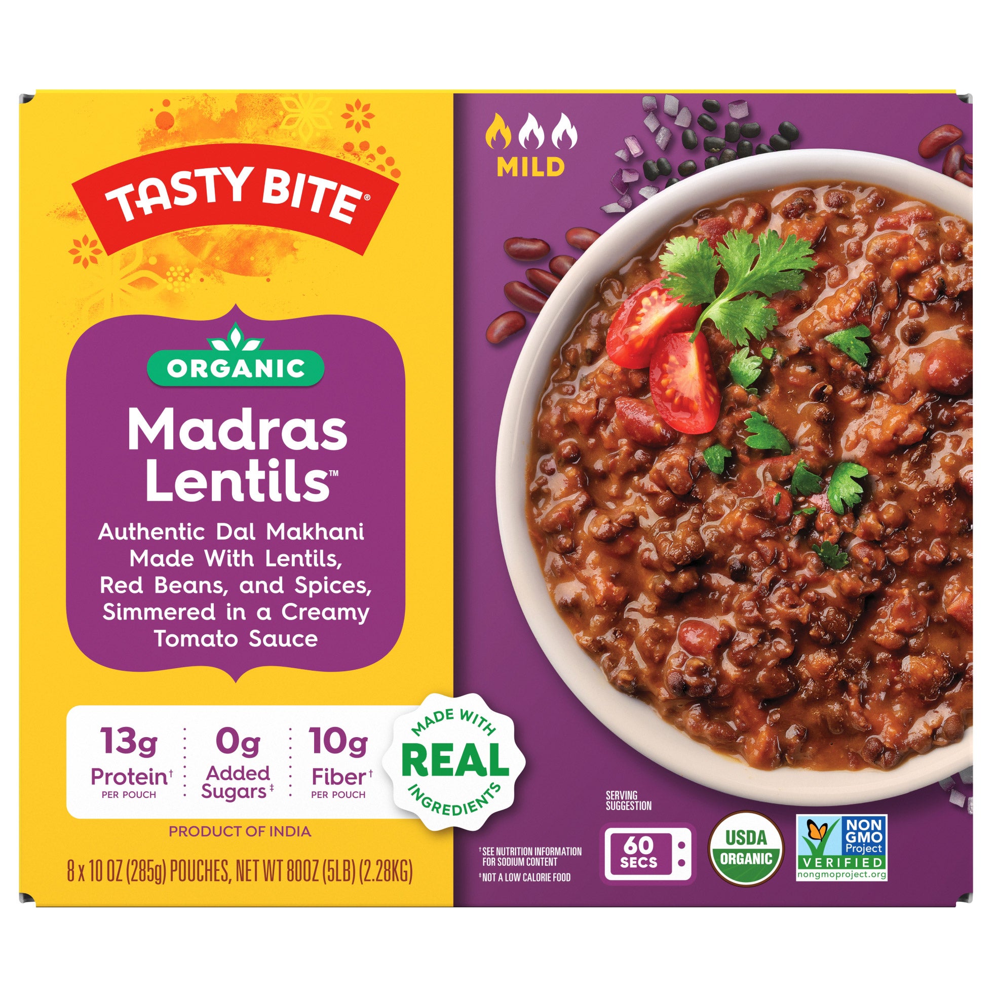 Tasty Bite Organic Madras Lentils, 10 oz, 8-count