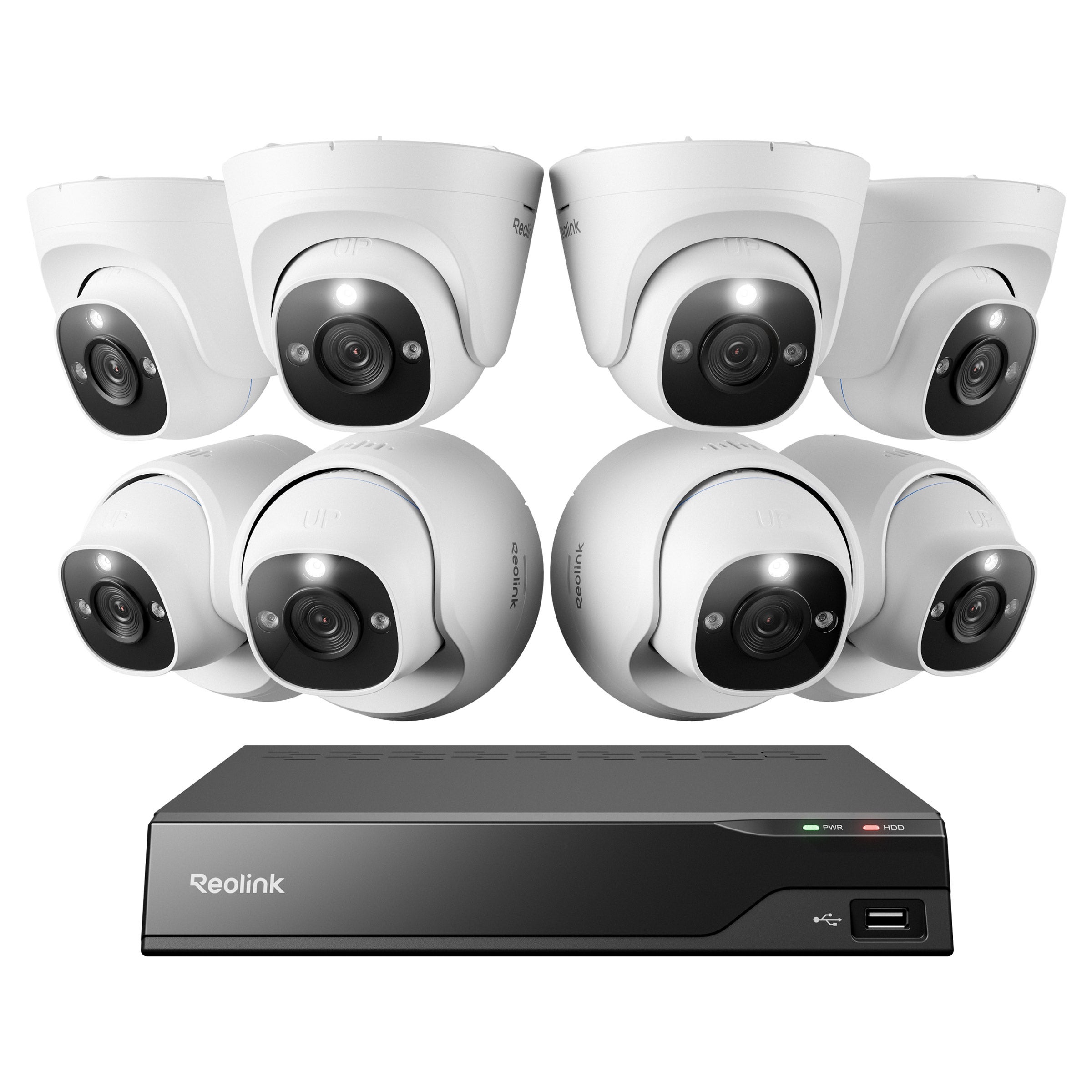 Reolink 12 Channel 4K PoE + Wi-Fi NVR Security System 4TB, 8 Wired Dome Cameras