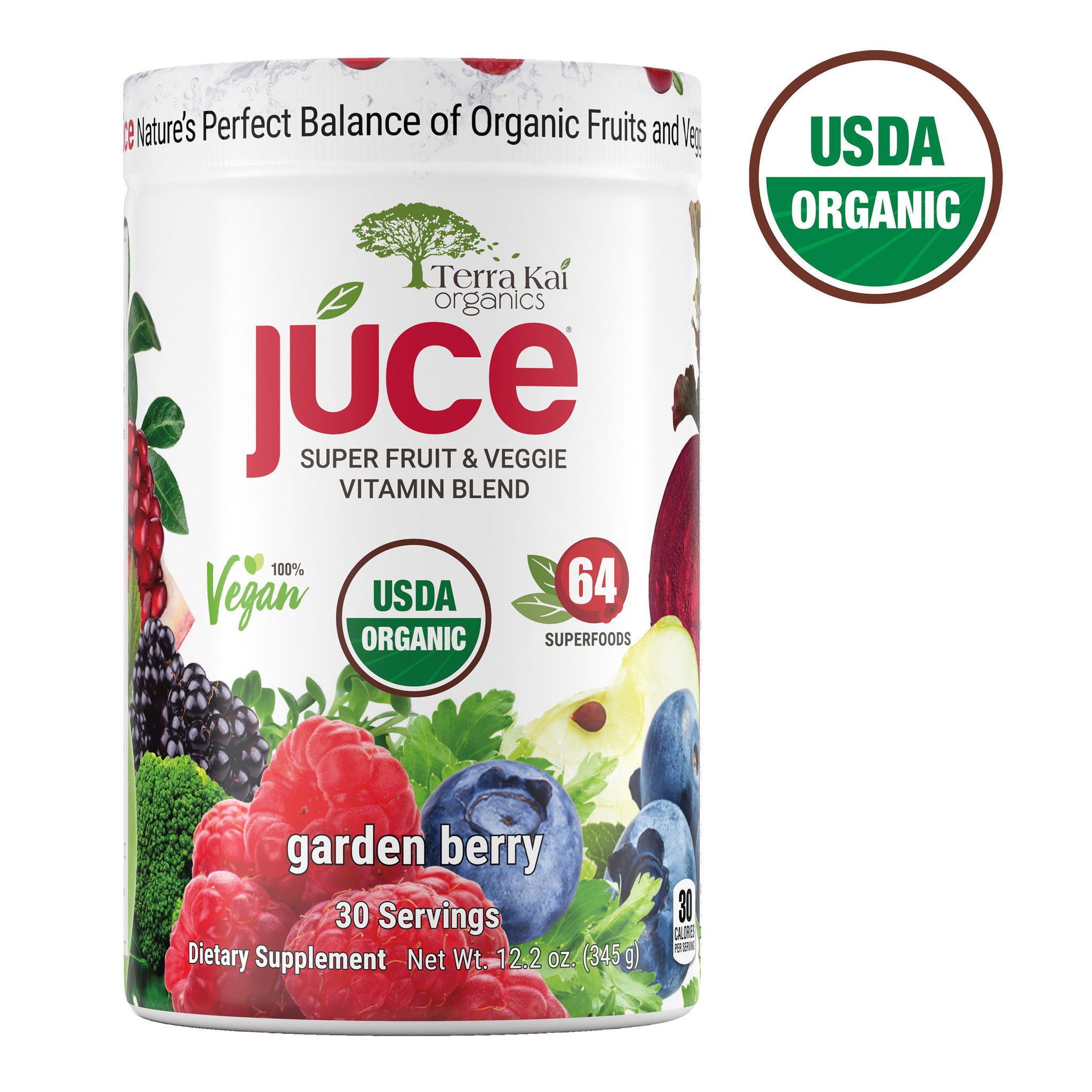 Terra Kai USDA Organic Juce Super Fruit & Veggie Powder, 12.2