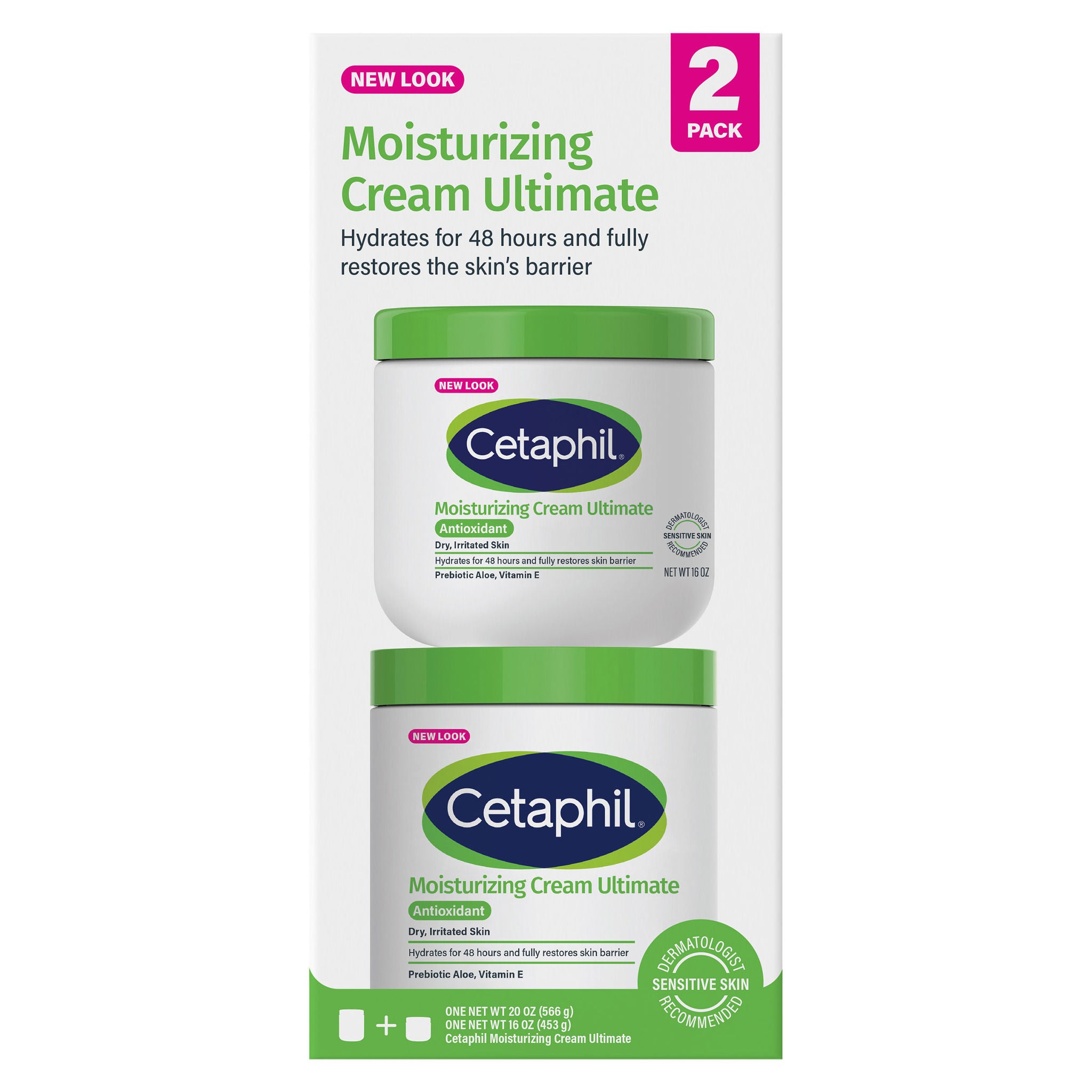 Cetaphil Moisturizing Cream Ultimate with Prebiotic Aloe, Very Dry to Dry — 20 oz