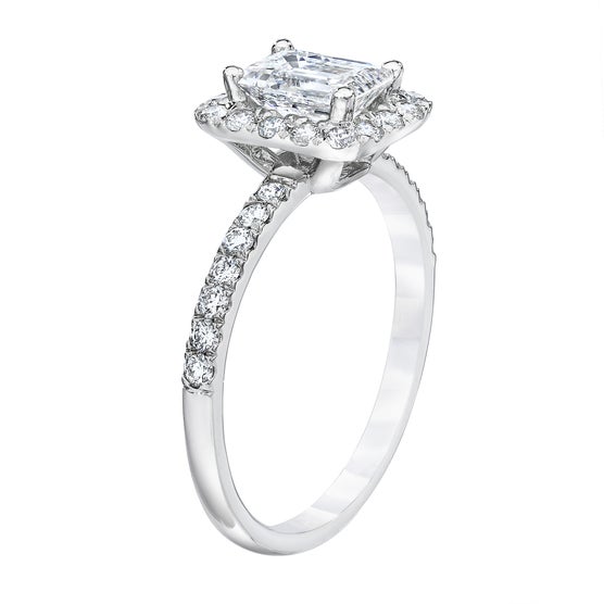 Emerald Cut 1.68 ctw VS1 Clarity, F Color Diamond Platinum Halo Ring ...