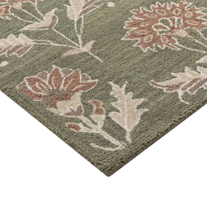 Obeetee Delilah Hand Tufted Wool Runner Rug, Oris Green, 2'6” x 8