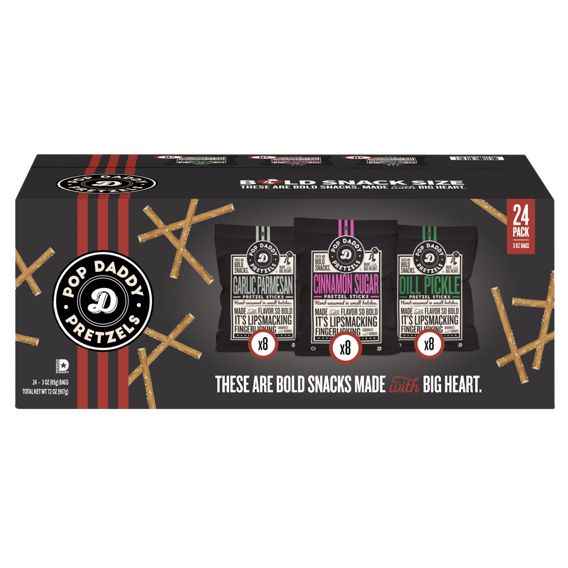 Popdaddy Pretzels Variety Pack, 3 oz, 24-count | Costco