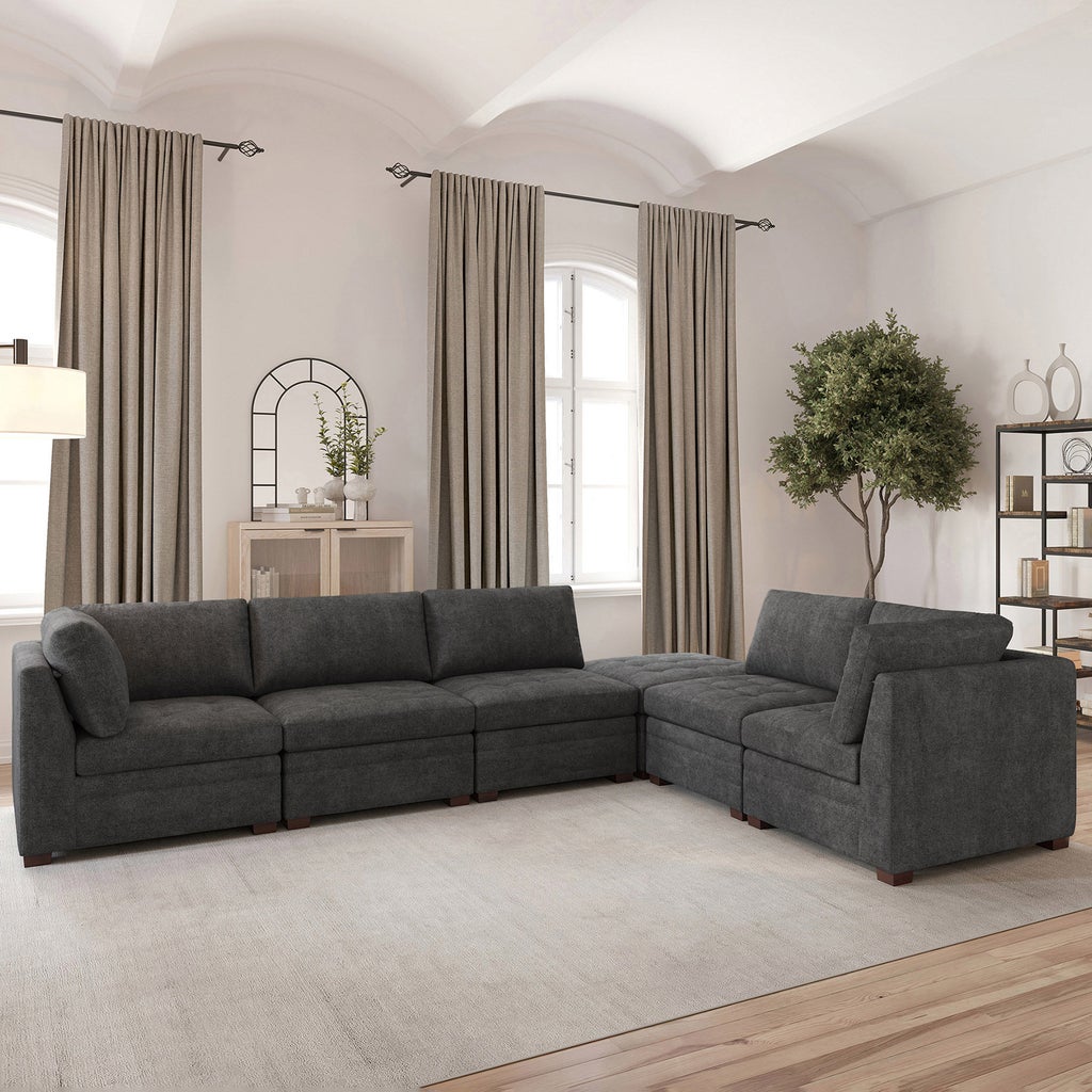 Tisdale 6-Piece Fabric Sectional, Gray — Retail reference photo — not our actual unit