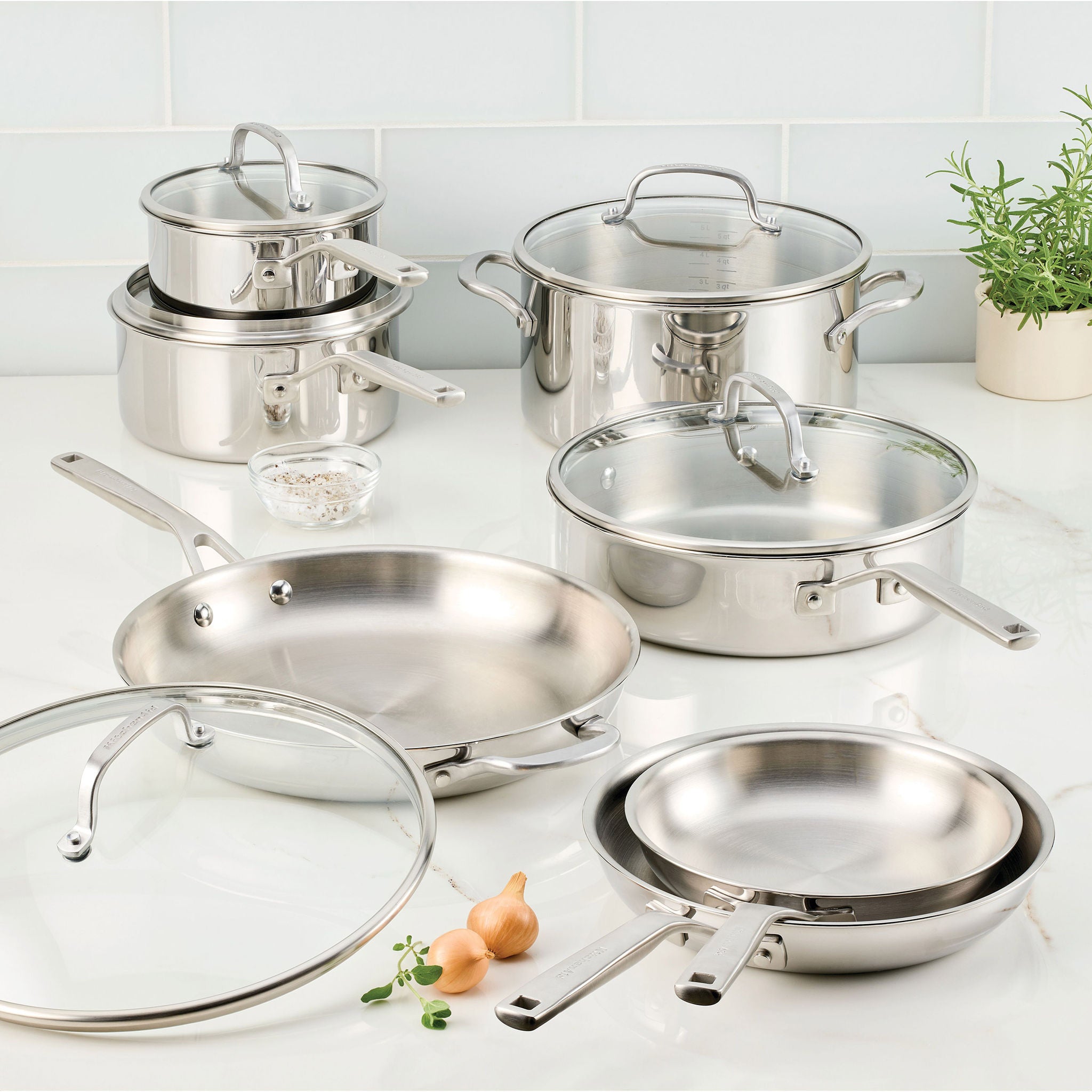 KitchenAid Tri-Ply Clad Stainless Steel 12-piece Cookware Set | Costco