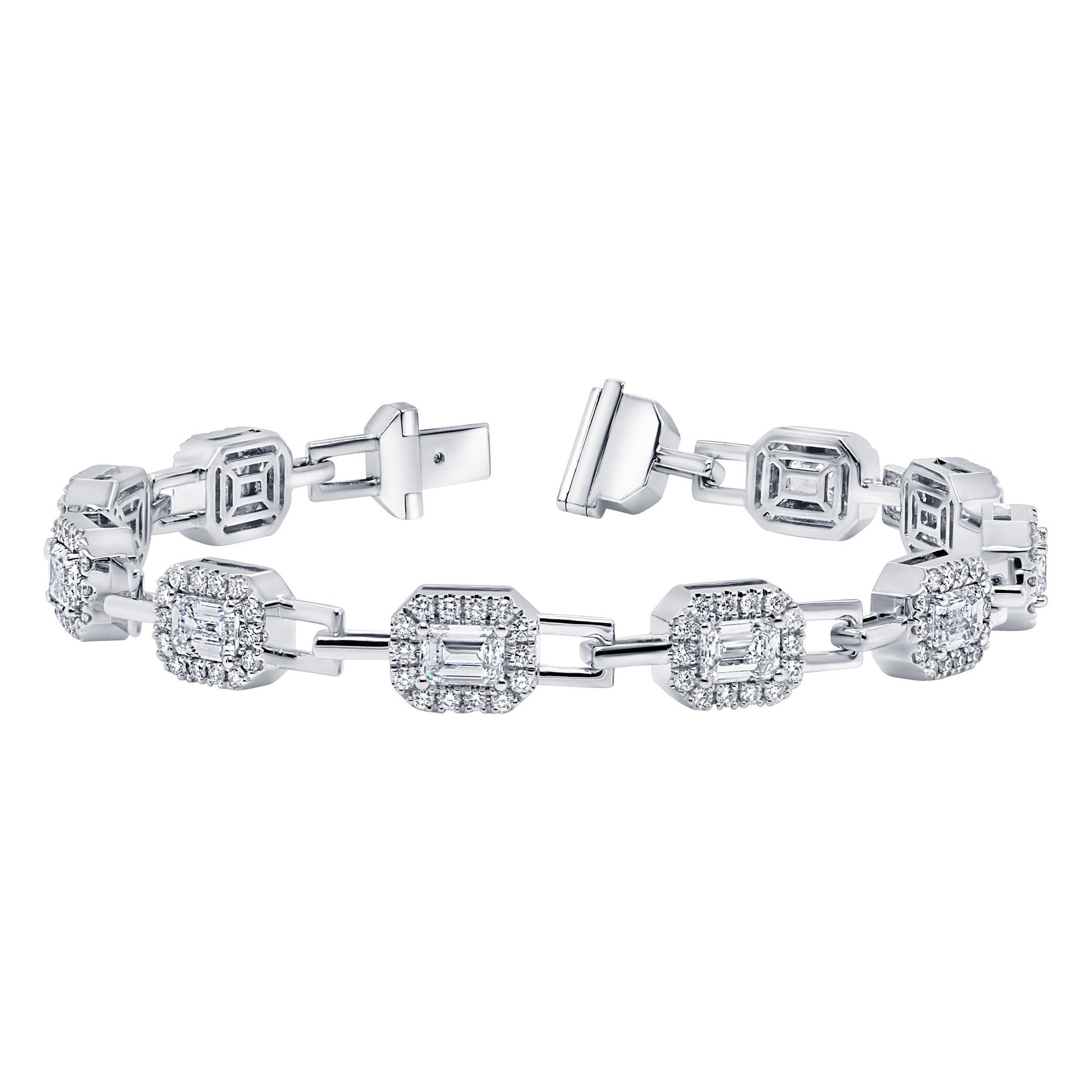 Emerald Cut & Round Brilliant 6.74 ctw VS2 Clarity, H Color