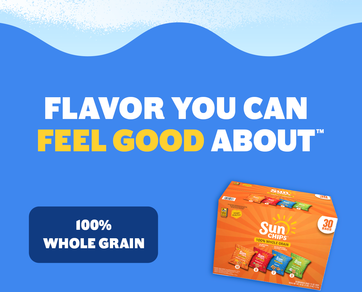 SAVE $5 on SunChips Whole Grain Snacks, Variety Pack, 1.5 oz, 30 ct. Item 1481558. Limit 10.
