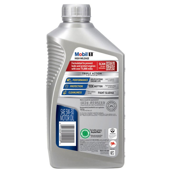 Mobil 1 High Mileage Full Synthetic Motor Oil 5W-30, 1-Quart/6