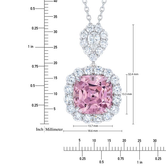 Cushion Cut 9.19 ct Pink Tourmaline & Diamond 18kt White Gold
