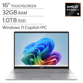 ASUS Vivobook S16 - 16" 120Hz Touch Copilot+ PC Laptop - AMD Ryzen AI 9 465 Processor – 2K (1920 x 1200) - 1TB SSD - Windows 11 Home